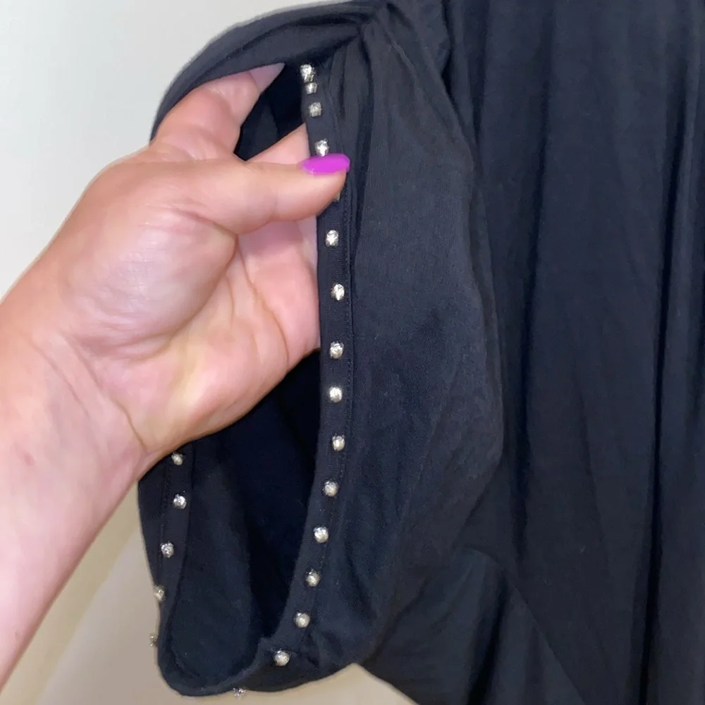 Karen Kane Rhinestone Accented Black Top Size Medium Oversized